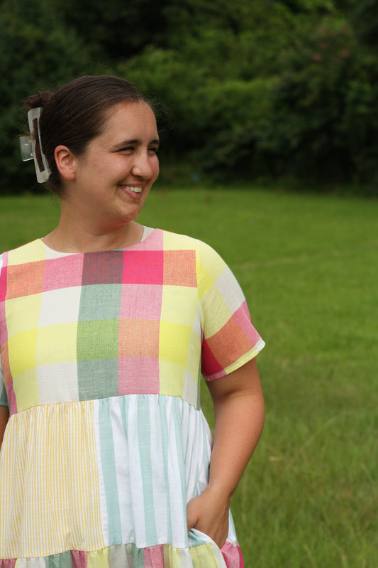 Color Blocked Pattern Maxi Dress