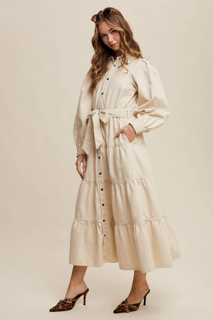 Utility Tiered Midi Dress