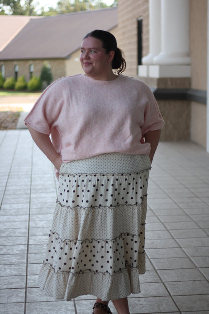 Polka Dot Tiered Midi Skirt