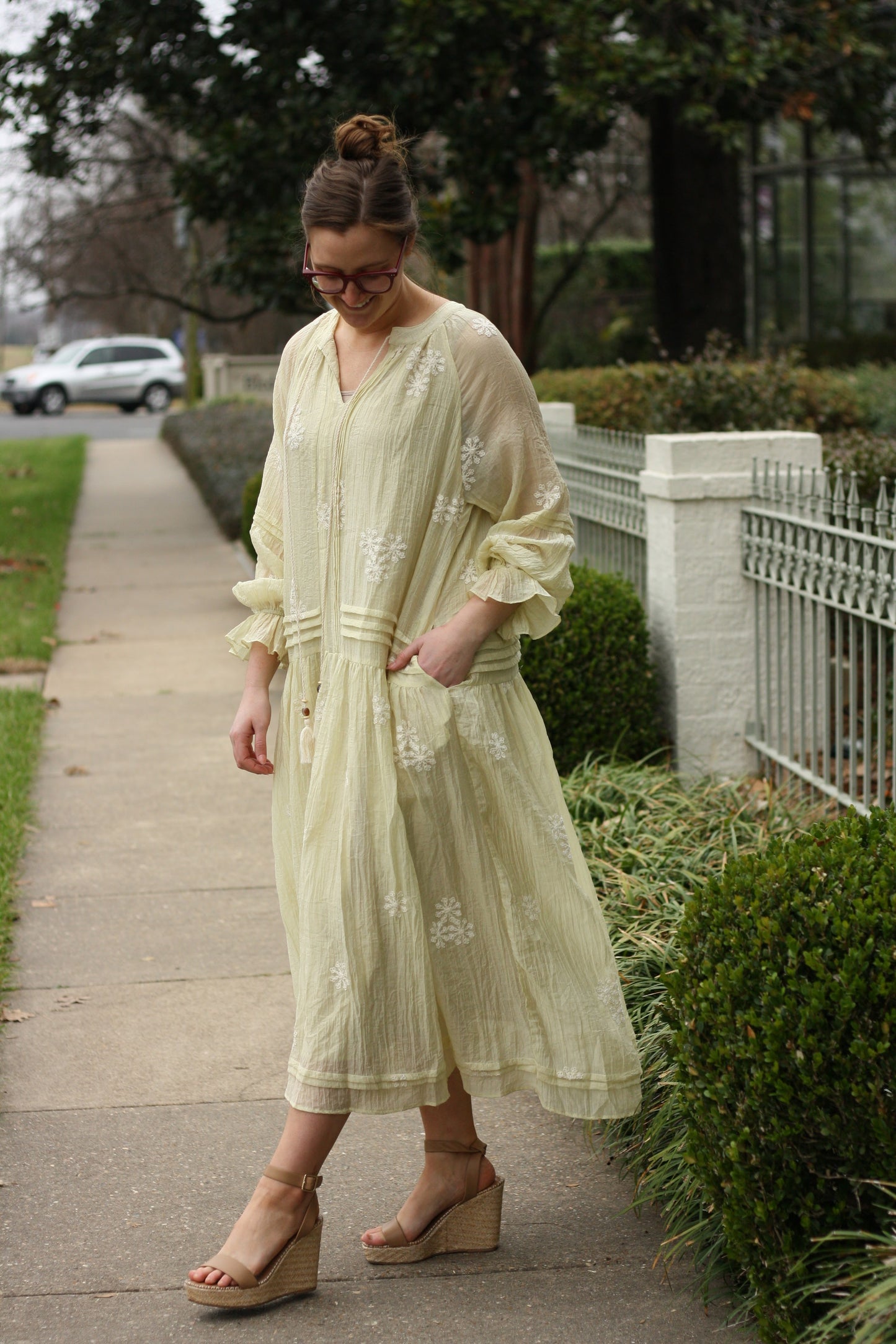 Embroidered Long Sleeve Maxi