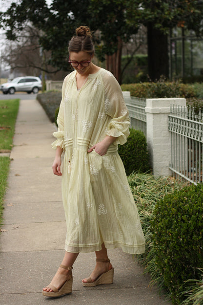 Embroidered Long Sleeve Maxi