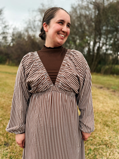 Striped V-Neck Maxi Dress