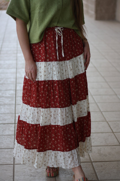 Fall Floral Tiered Maxi Skirt