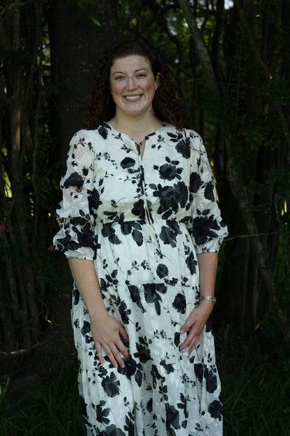 Jacquard Floral Midi Dress