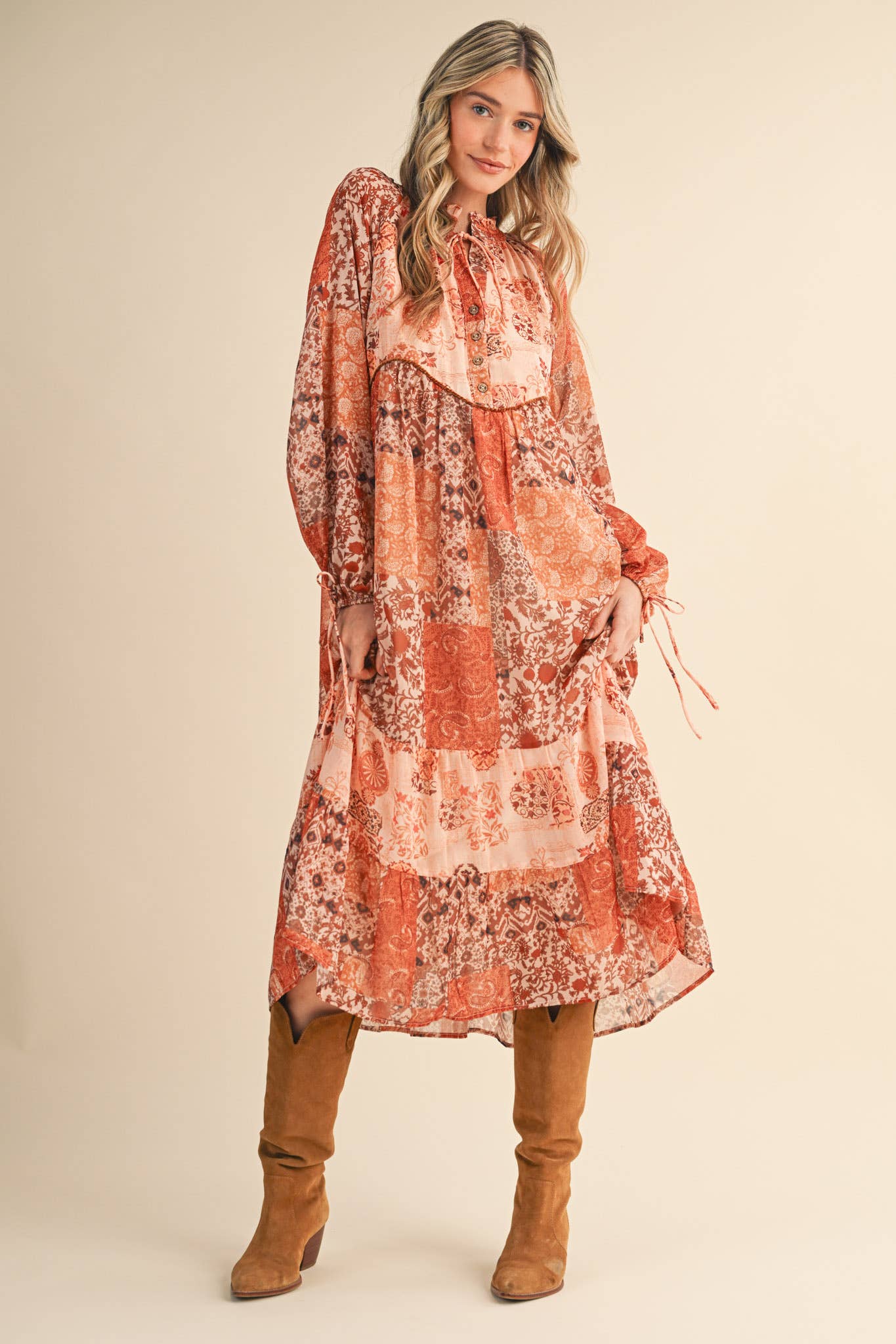 Patchwork Midi Dress