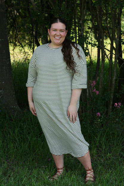 Striped Terry Knit Maxi Dress