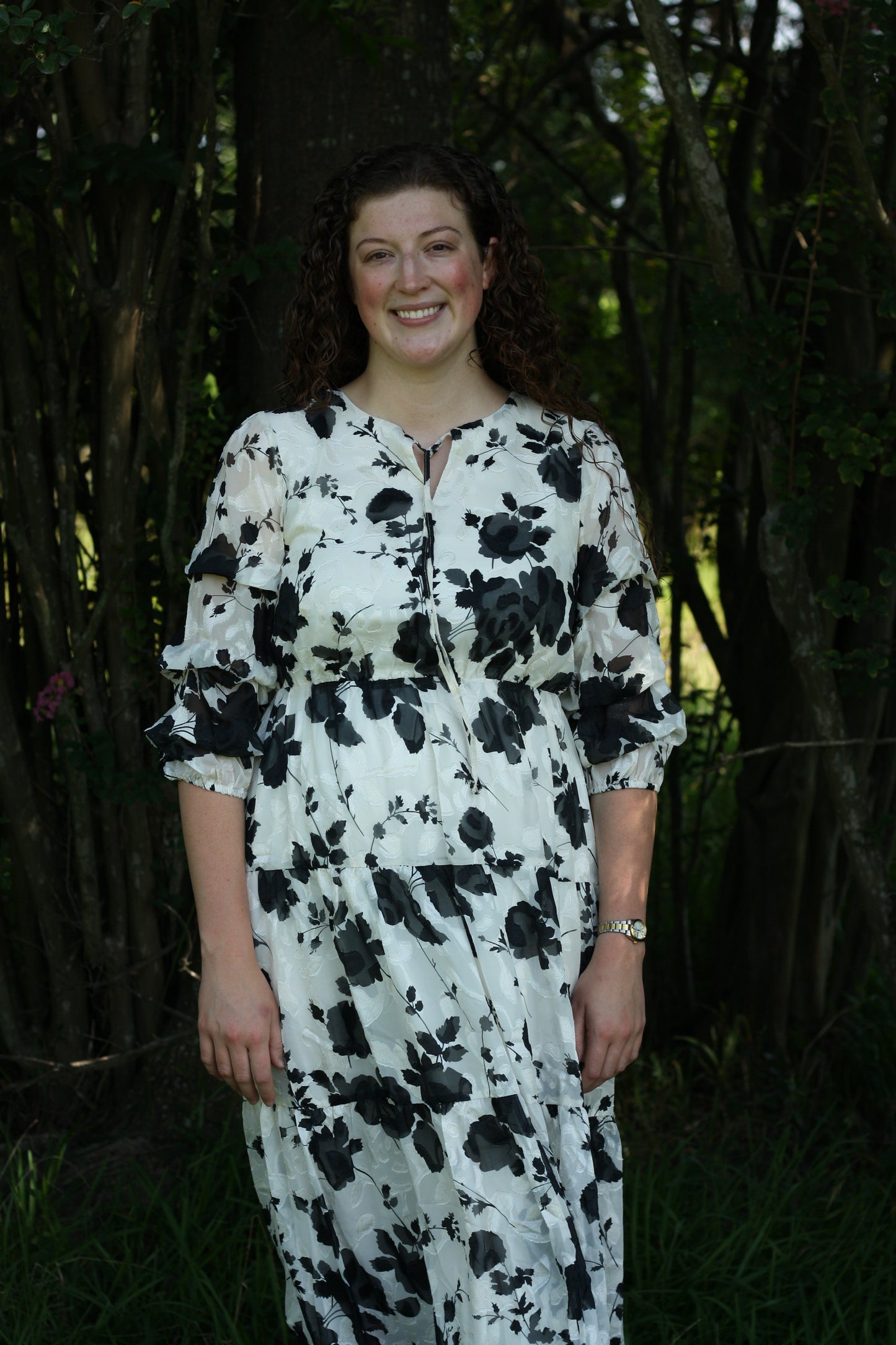 Jacquard Floral Midi Dress
