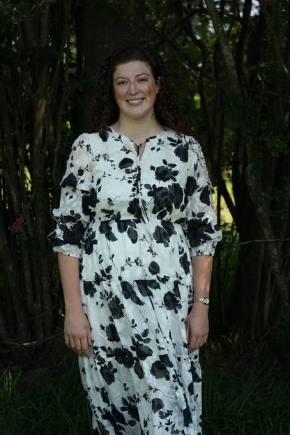 Jacquard Floral Midi Dress