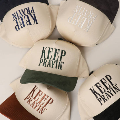 KEEP PRAYIN' Canvas Trucker Hat