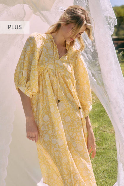 Flowy Printed Midi Dress