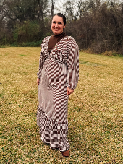 Striped V-Neck Maxi Dress