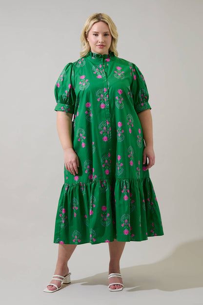 Saura Floral Button Up Midi Dress