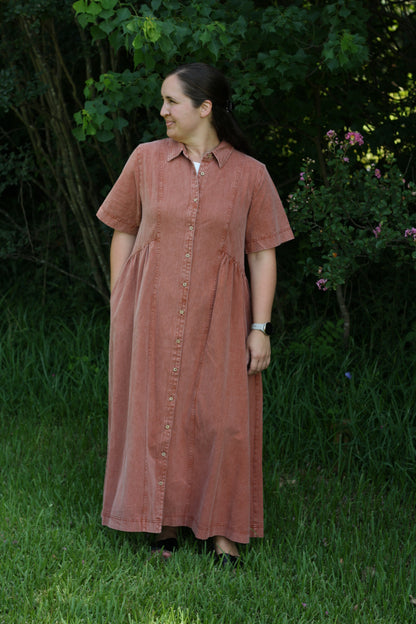 Mineral Washed Cotton Midi Dress