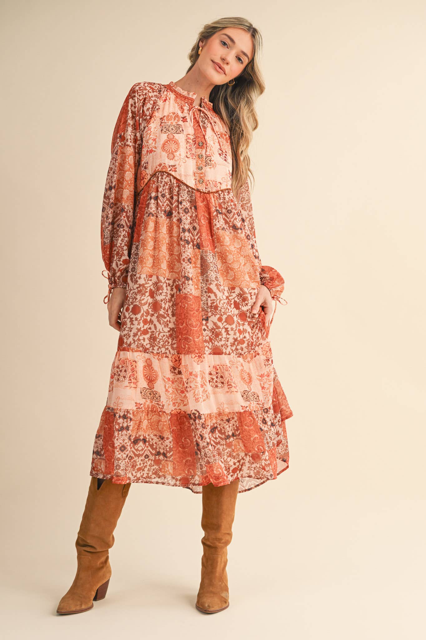 Patchwork Midi Dress