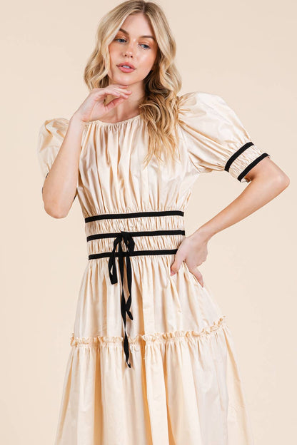 Black Ribbon Trim Dress