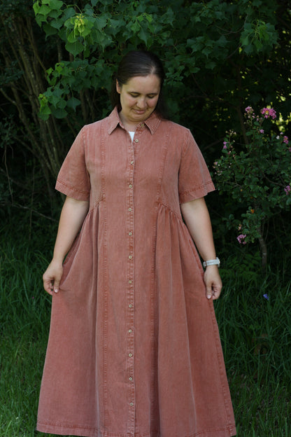 Mineral Washed Cotton Midi Dress