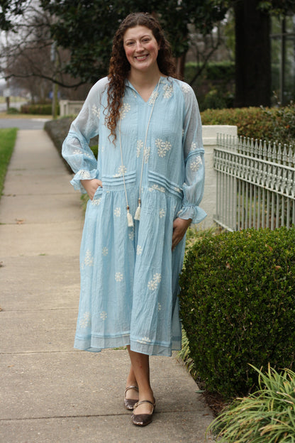 Embroidered Long Sleeve Maxi
