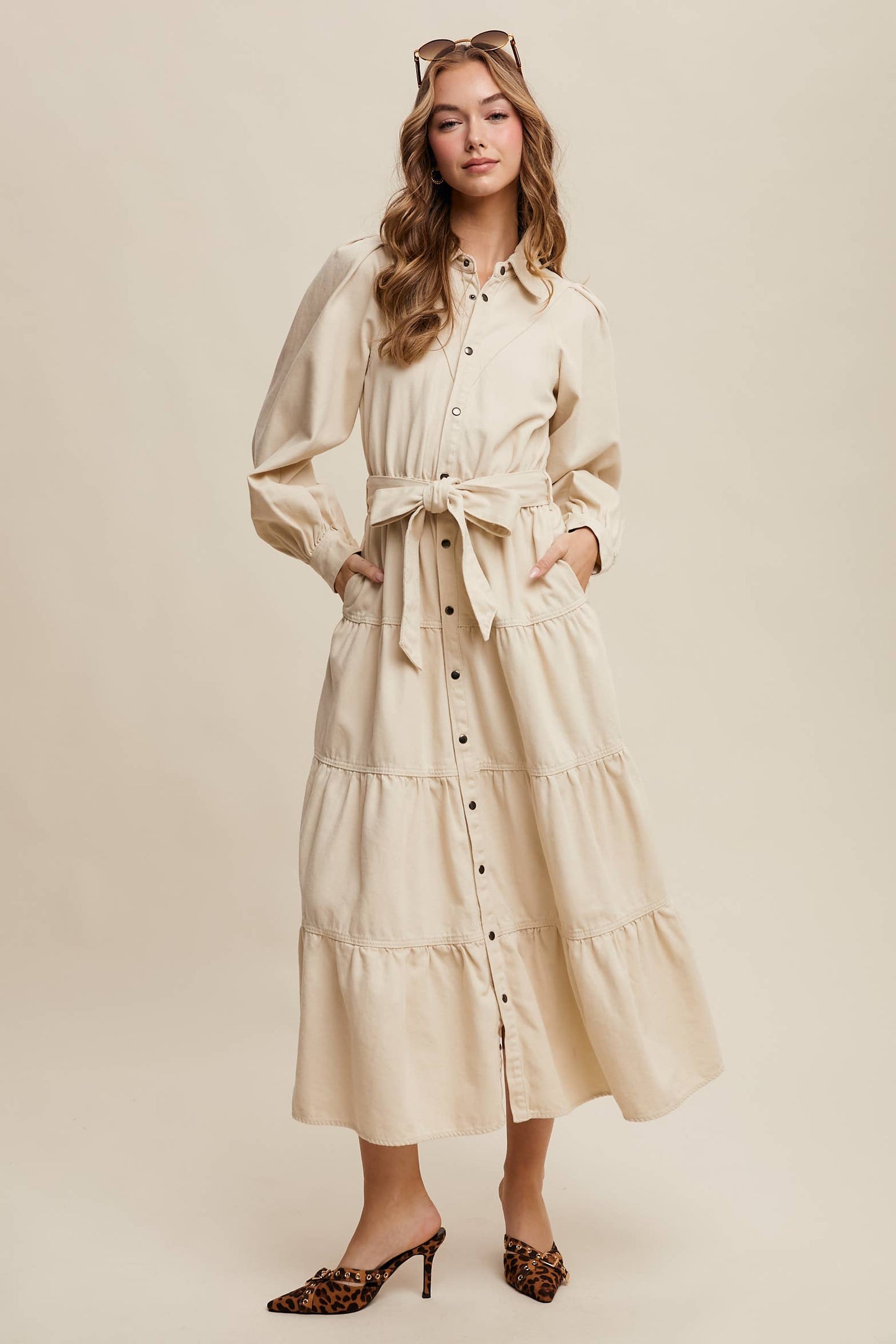 Utility Tiered Midi Dress