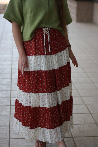 Fall Floral Tiered Maxi Skirt