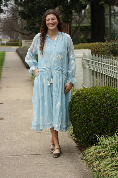 Embroidered Long Sleeve Maxi