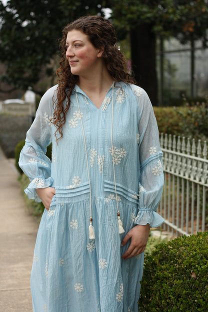 Embroidered Long Sleeve Maxi