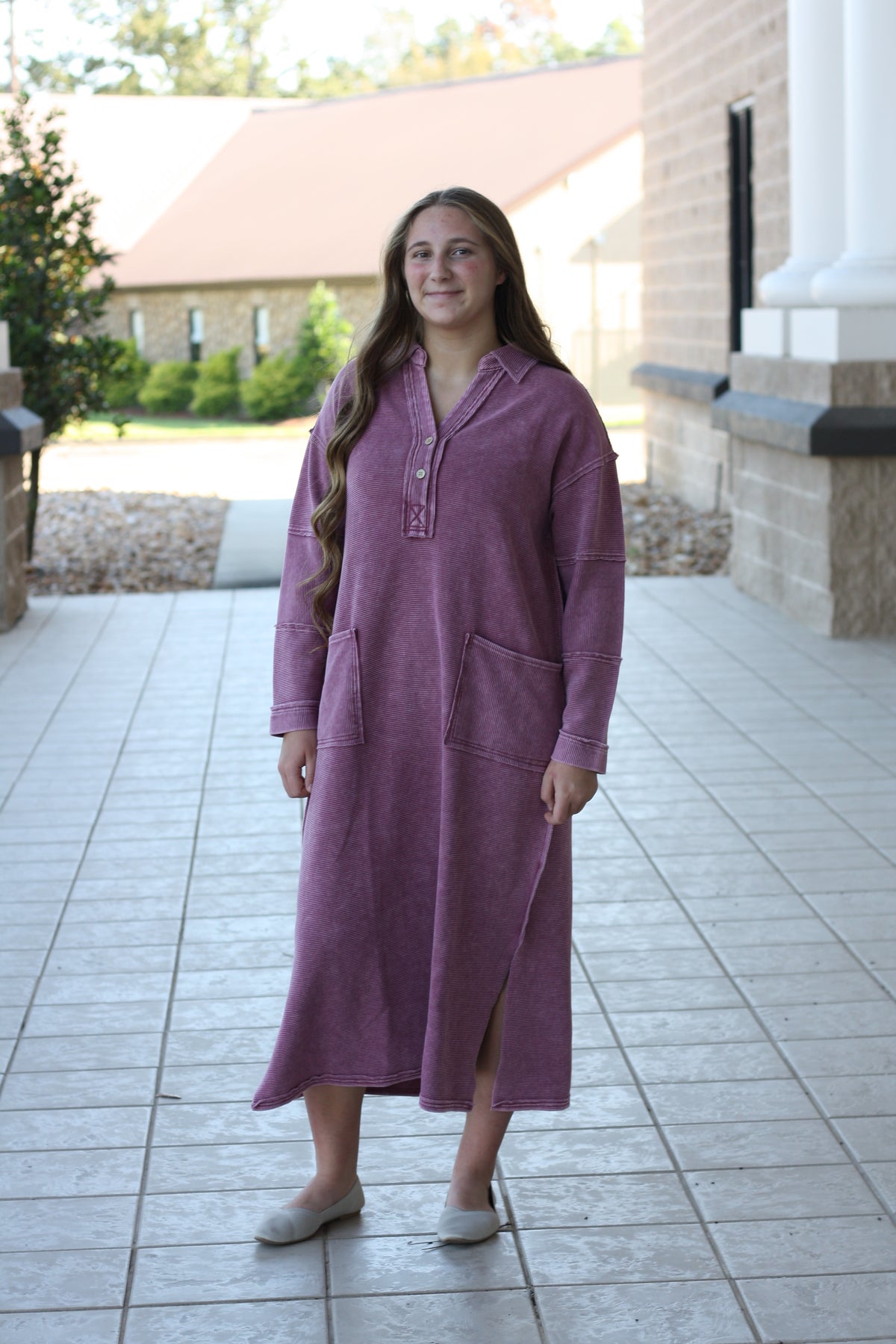 Mineral Washed Henley Dress