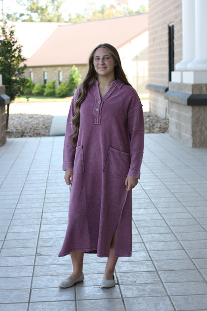 Mineral Washed Henley Dress