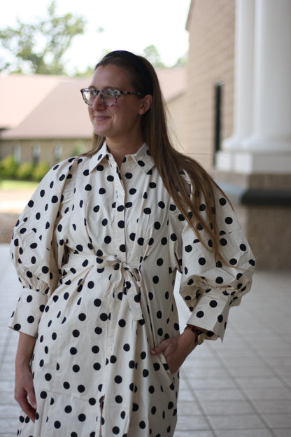 Polka Dot Utility Midi Dress