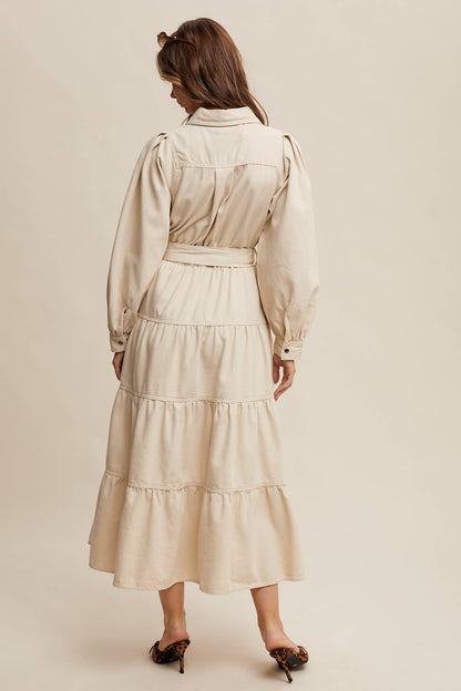 Utility Tiered Midi Dress