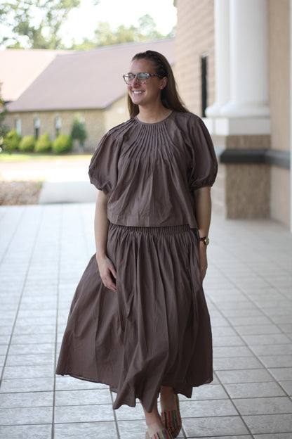 Pleated Linen Skirt Set