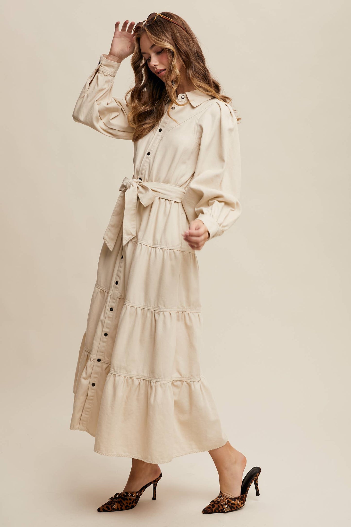 Utility Tiered Midi Dress