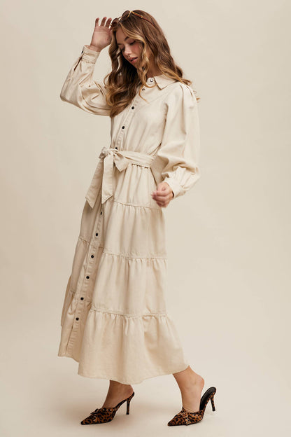 Utility Tiered Midi Dress