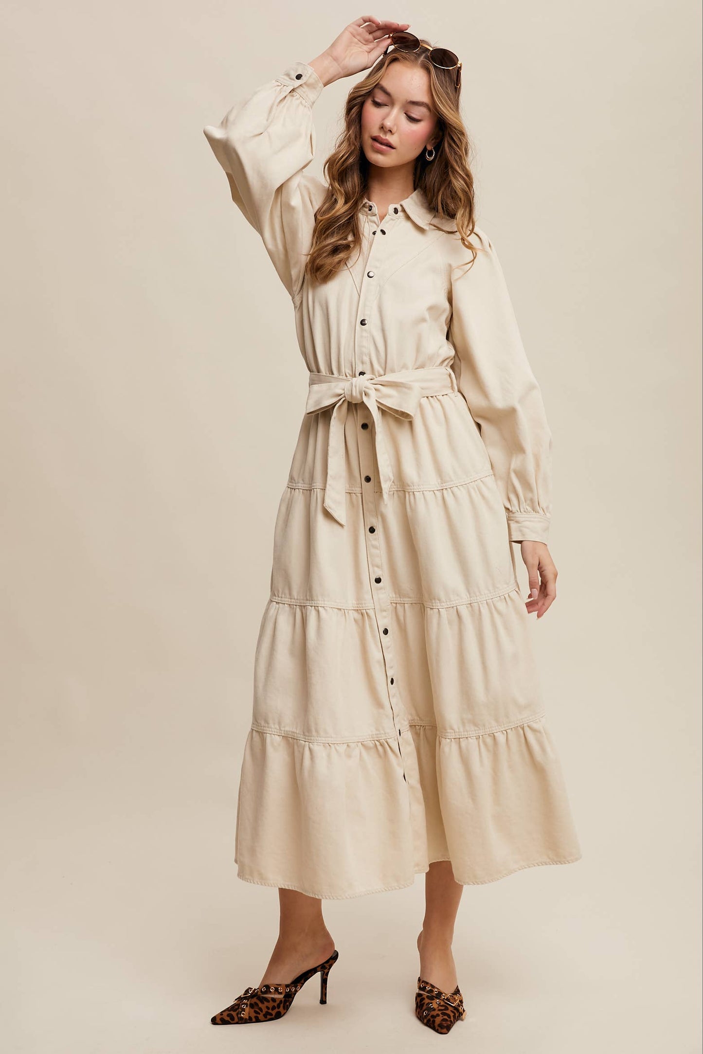 Utility Tiered Midi Dress