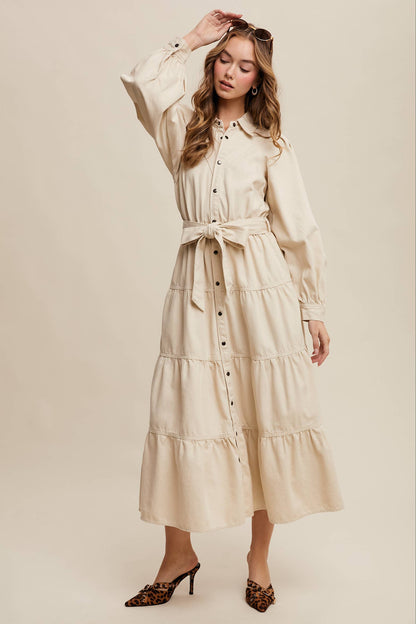 Utility Tiered Midi Dress