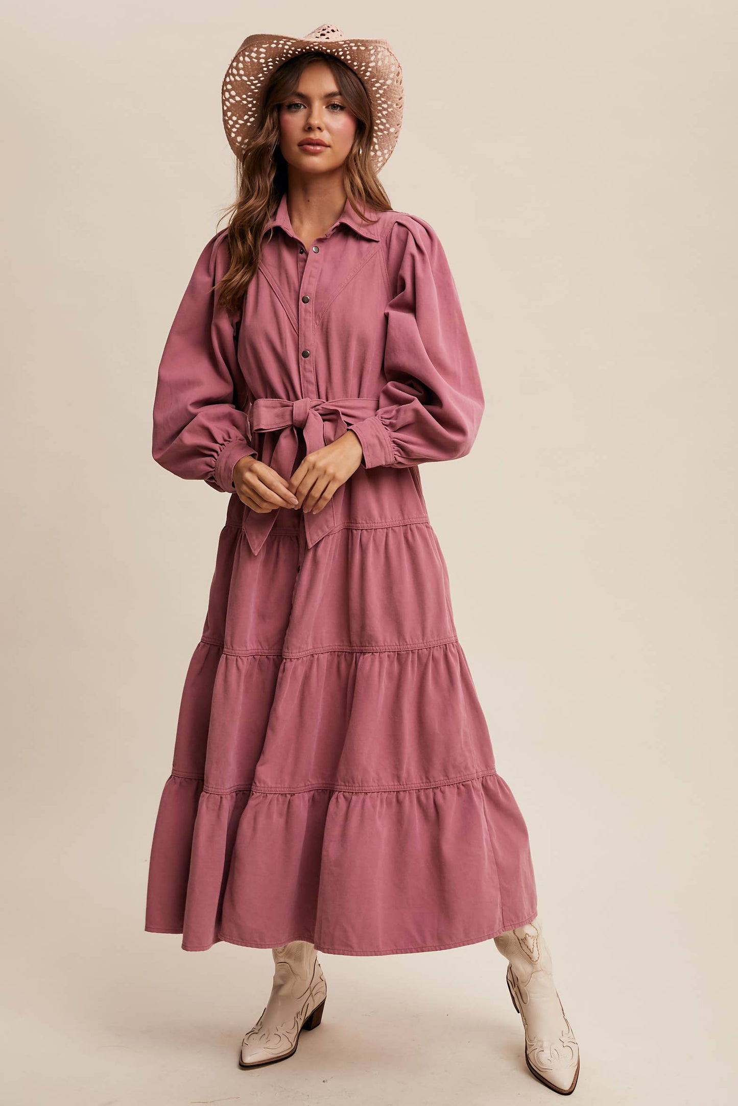 Utility Tiered Midi Dress