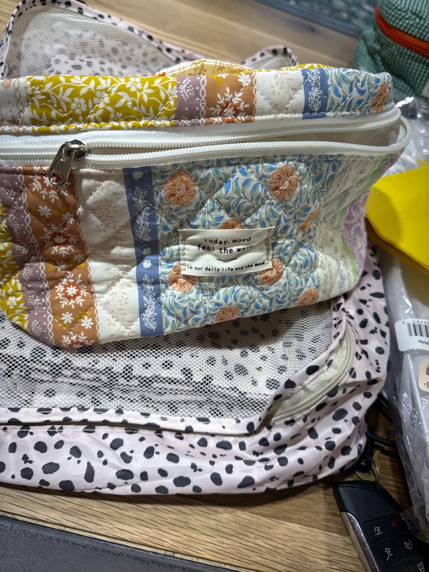 Floral Quilted Cosmetic Bag