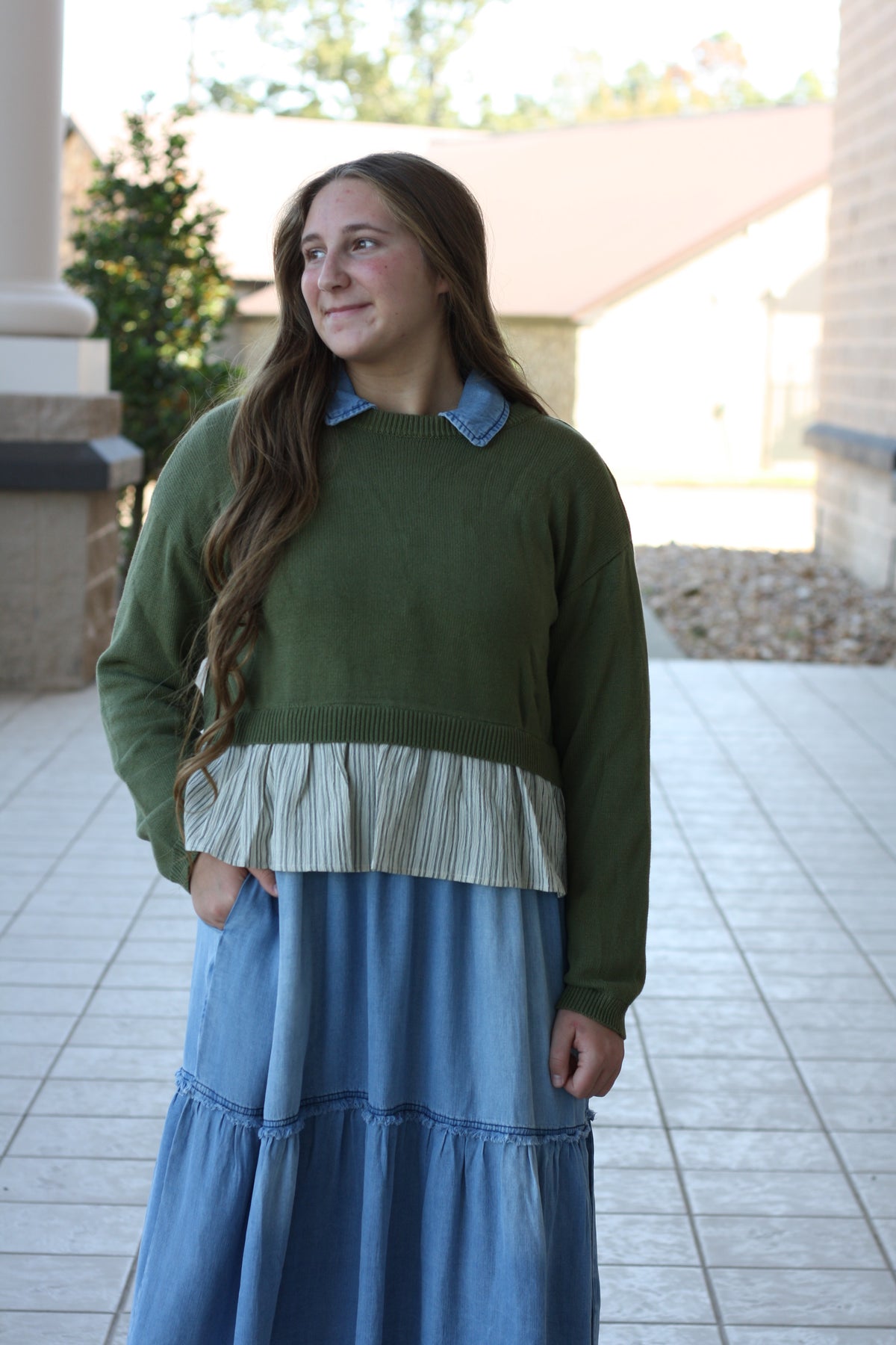 Garden Stripe Mixed Sweater
