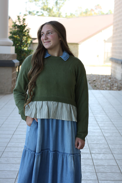 Garden Stripe Mixed Sweater