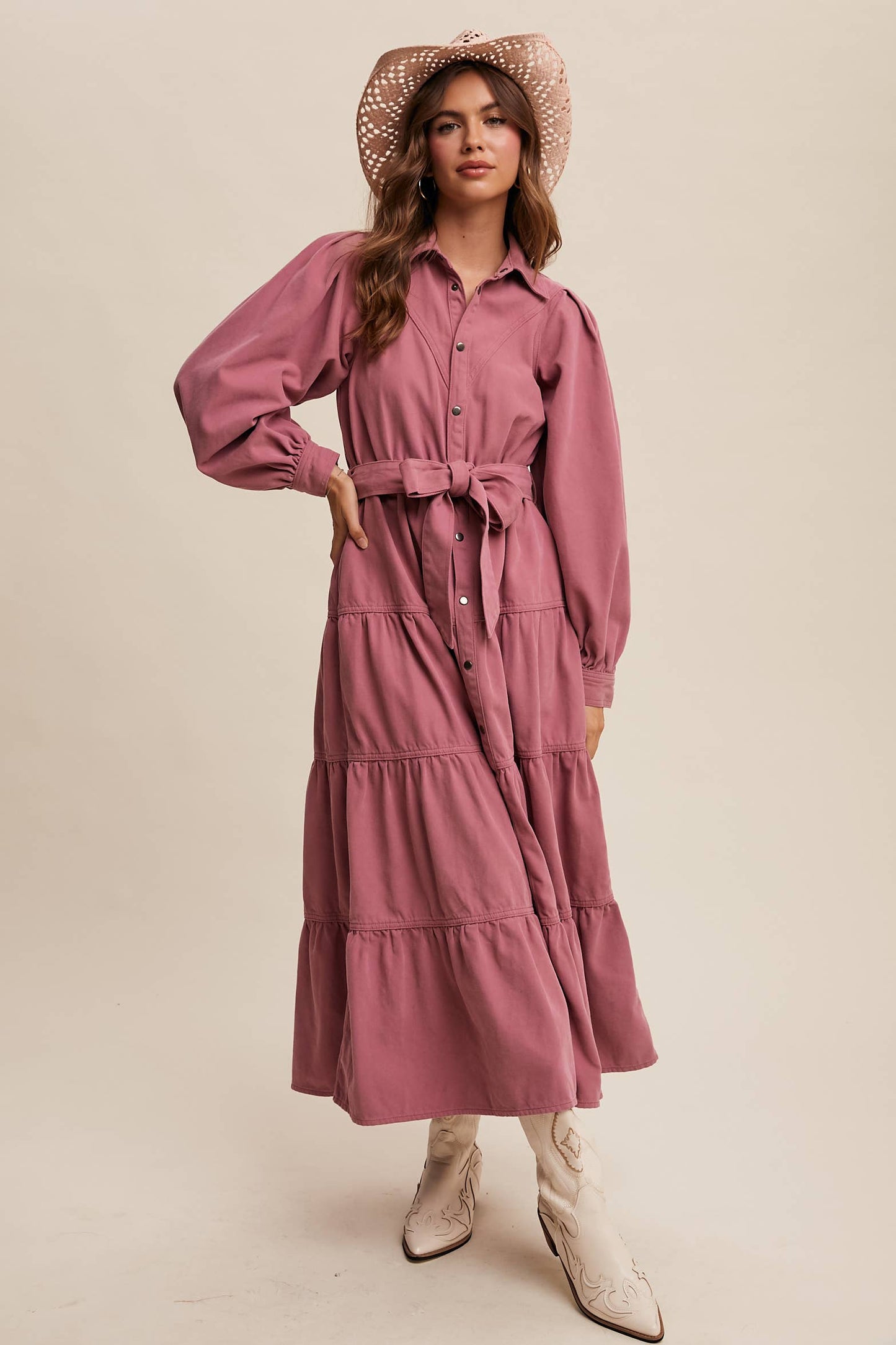 Utility Tiered Midi Dress