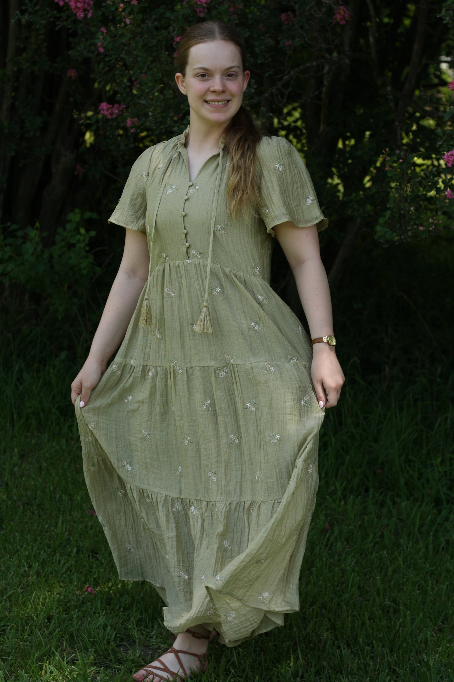 Floral Embroidered Midi Dress