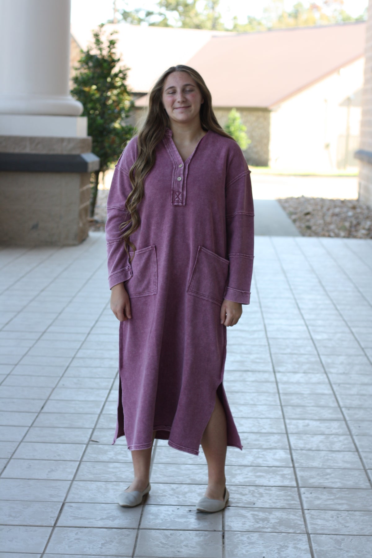 Mineral Washed Henley Dress