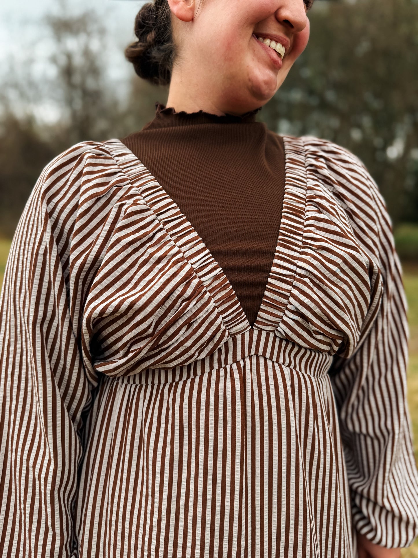 Striped V-Neck Maxi Dress