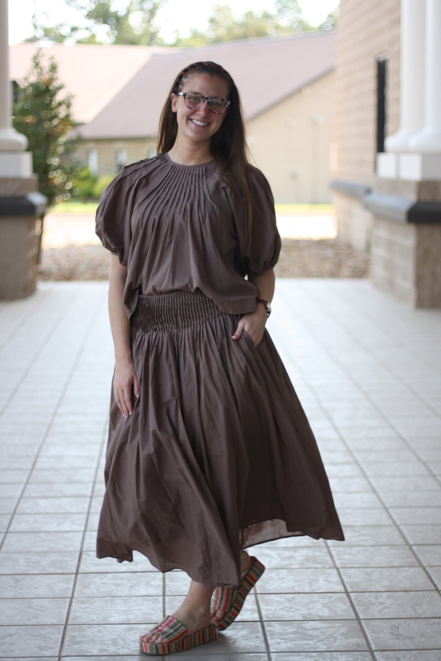 Pleated Linen Skirt Set