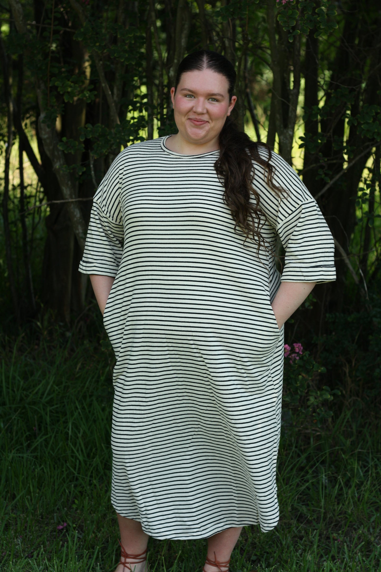 Striped Terry Knit Maxi Dress