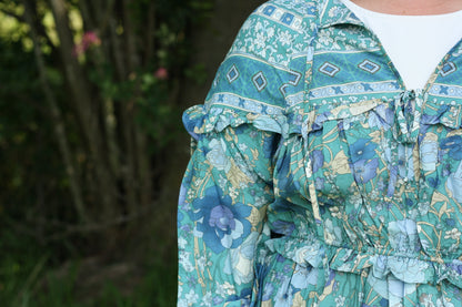 Printed Ruffle Detail Midi Dress