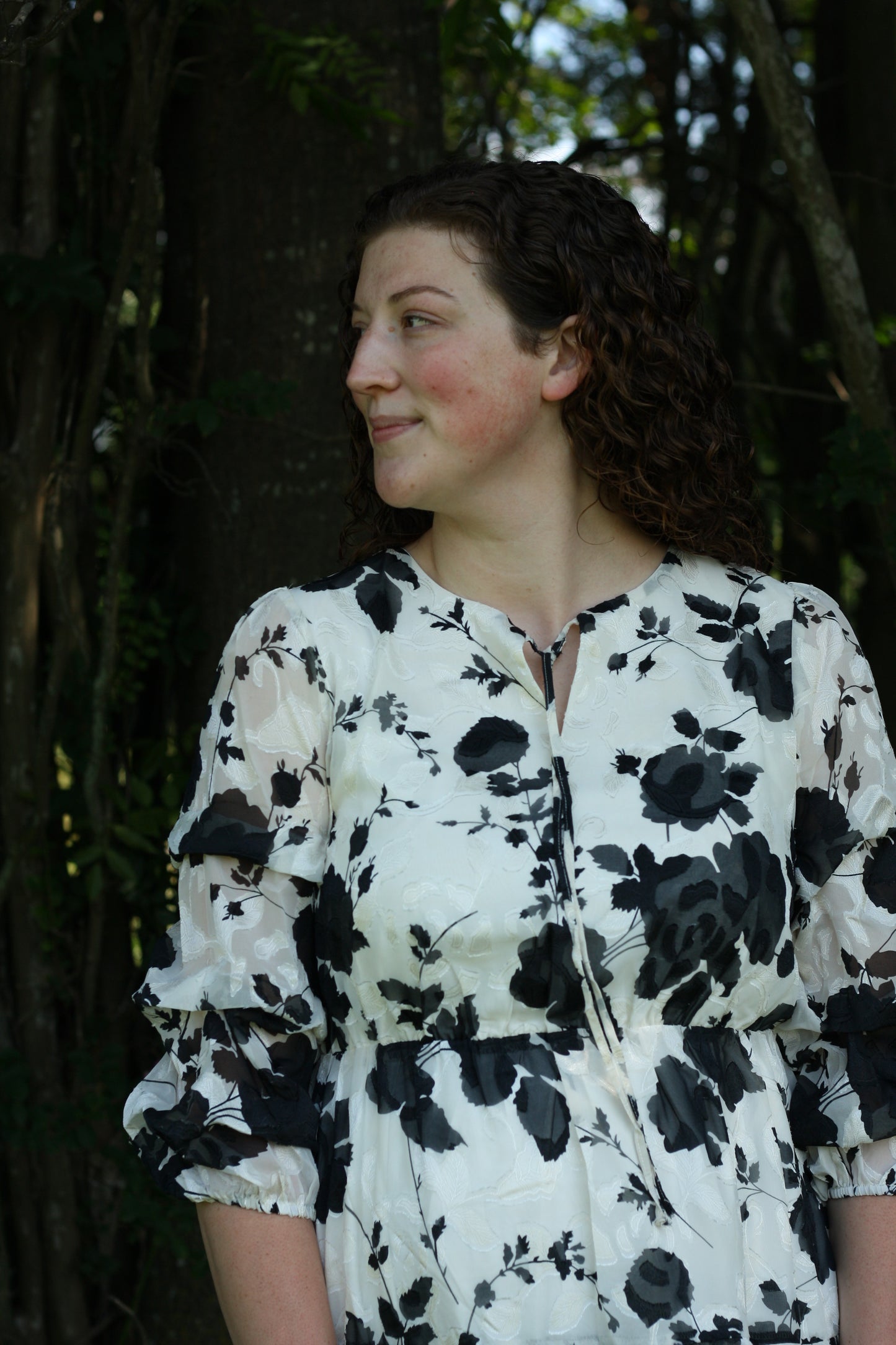 Jacquard Floral Midi Dress