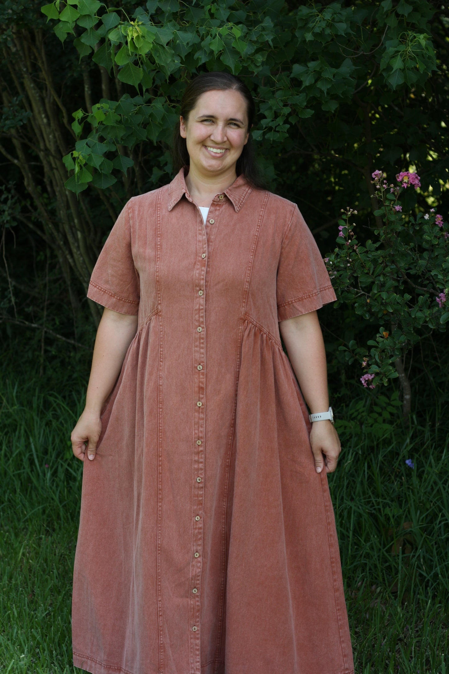 Mineral Washed Cotton Midi Dress