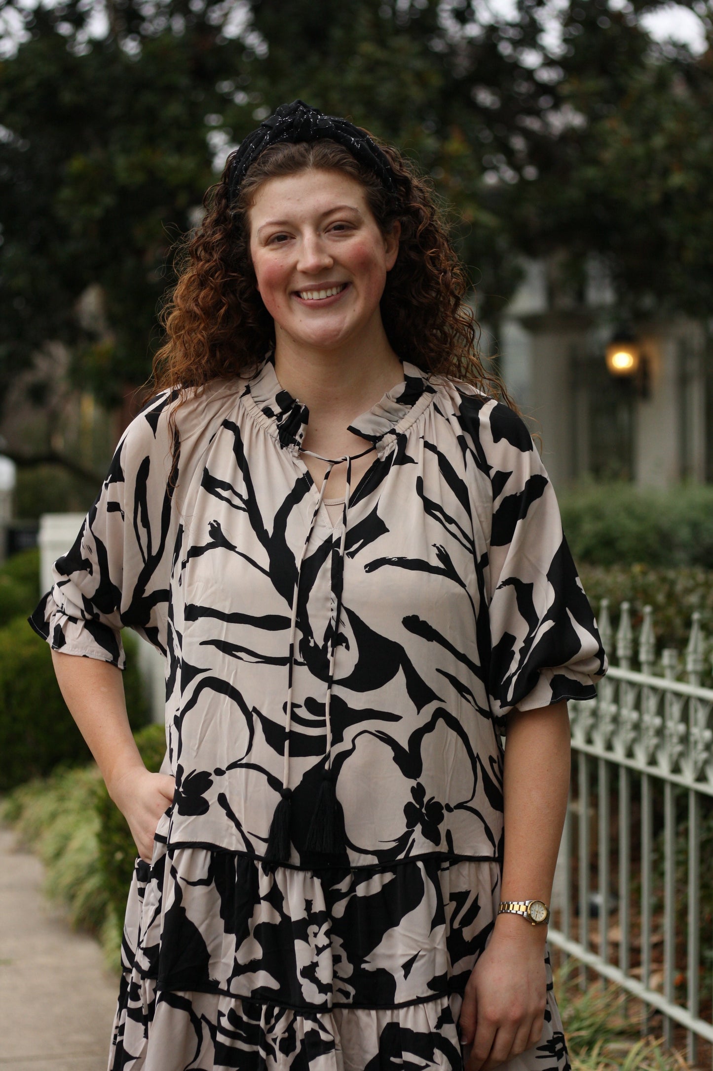 Black/Taupe Midi Dress