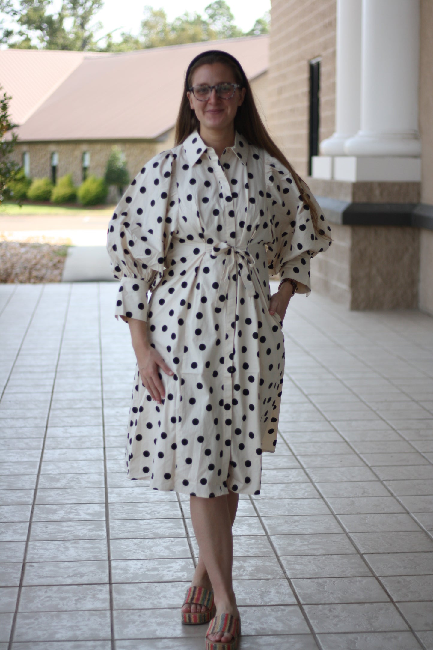Polka Dot Utility Midi Dress