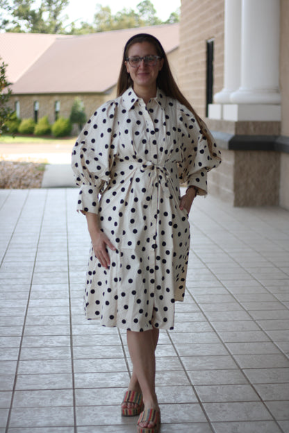 Polka Dot Utility Midi Dress